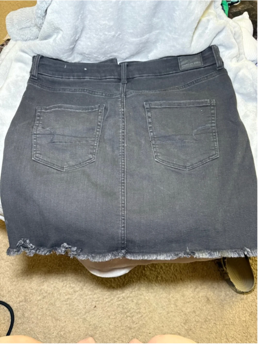 Women's American Eagle Outfitters Black Distressed Denim Mini Skirt Size 14